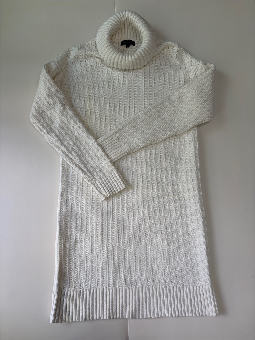 Banana Republic Cream Cable-Knit Turtleneck Sweater Dress